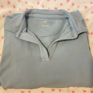 Aerie blue oversized collared crewneck with pockets!
